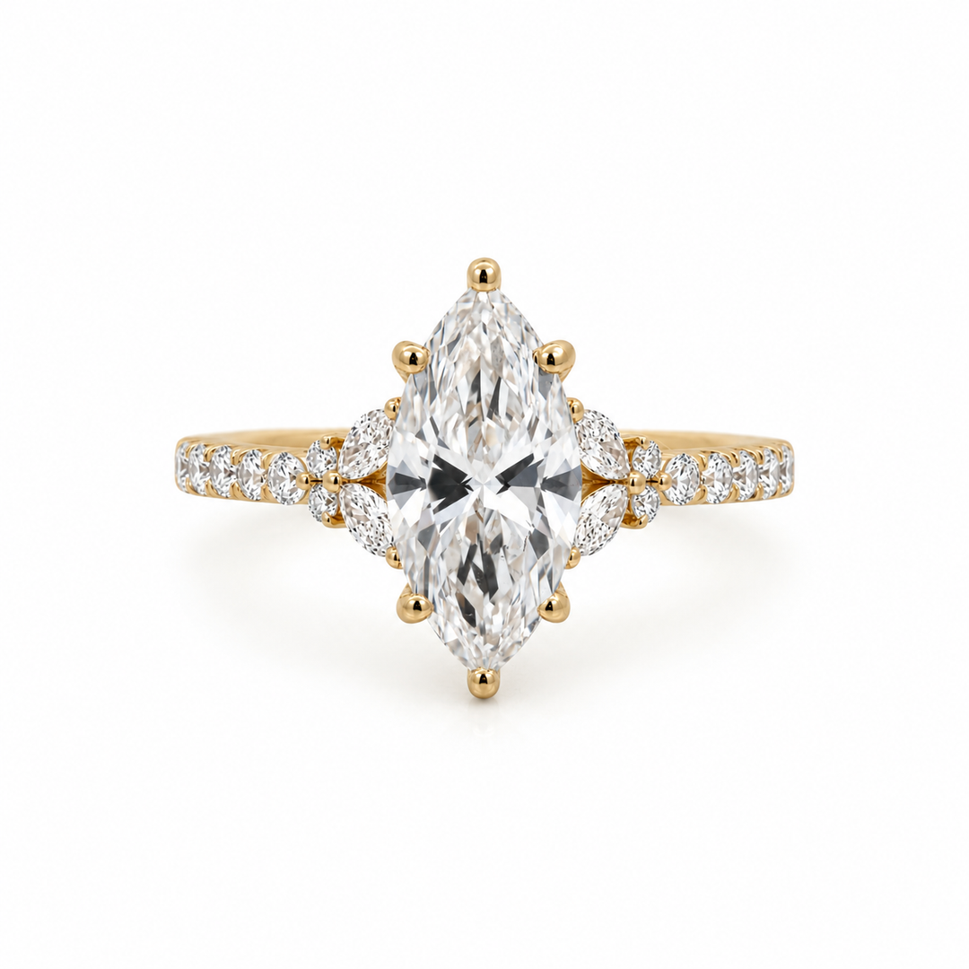 Women's 14K Yellow Gold Marquise Cut 2.49 CTW LAB Grown Diamond Engagement Ring