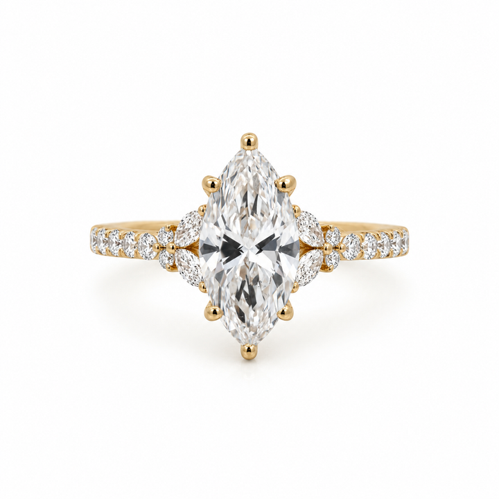 Women's 14K Yellow Gold Marquise Cut 2.49 CTW LAB Grown Diamond Engagement Ring
