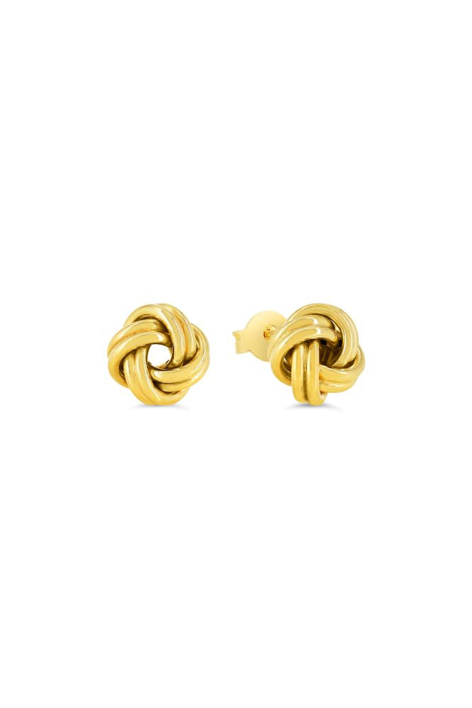 sempreORO Sterling Silver 14 Karat Gold Bonded Love Knot Stud Earrings