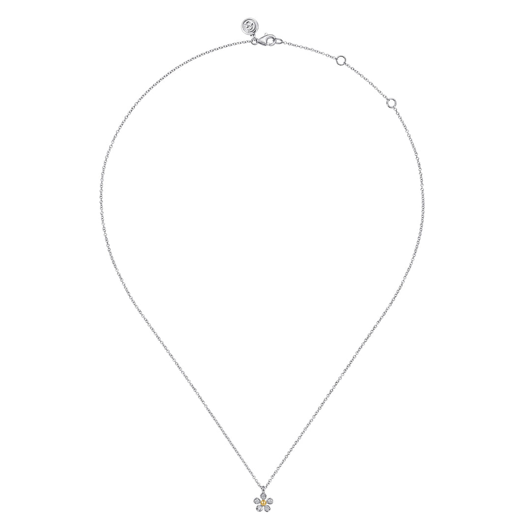 Sterling Silver Gabriel & Co. 14K Yellow Gold and Sterling Silver Diamond Necklace