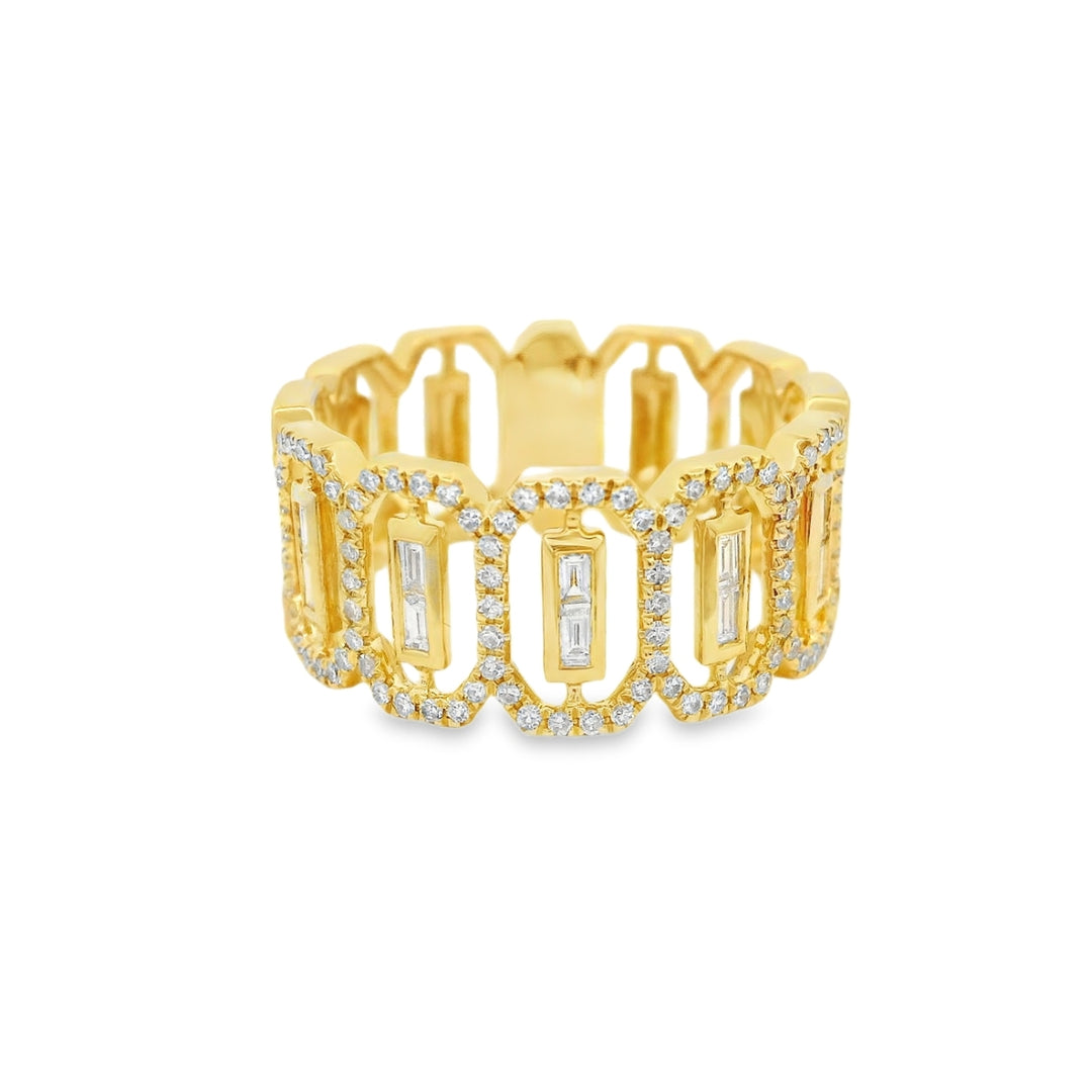 14K Yellow Gold 0.39 CTW Diamond Woman's Wide Ring