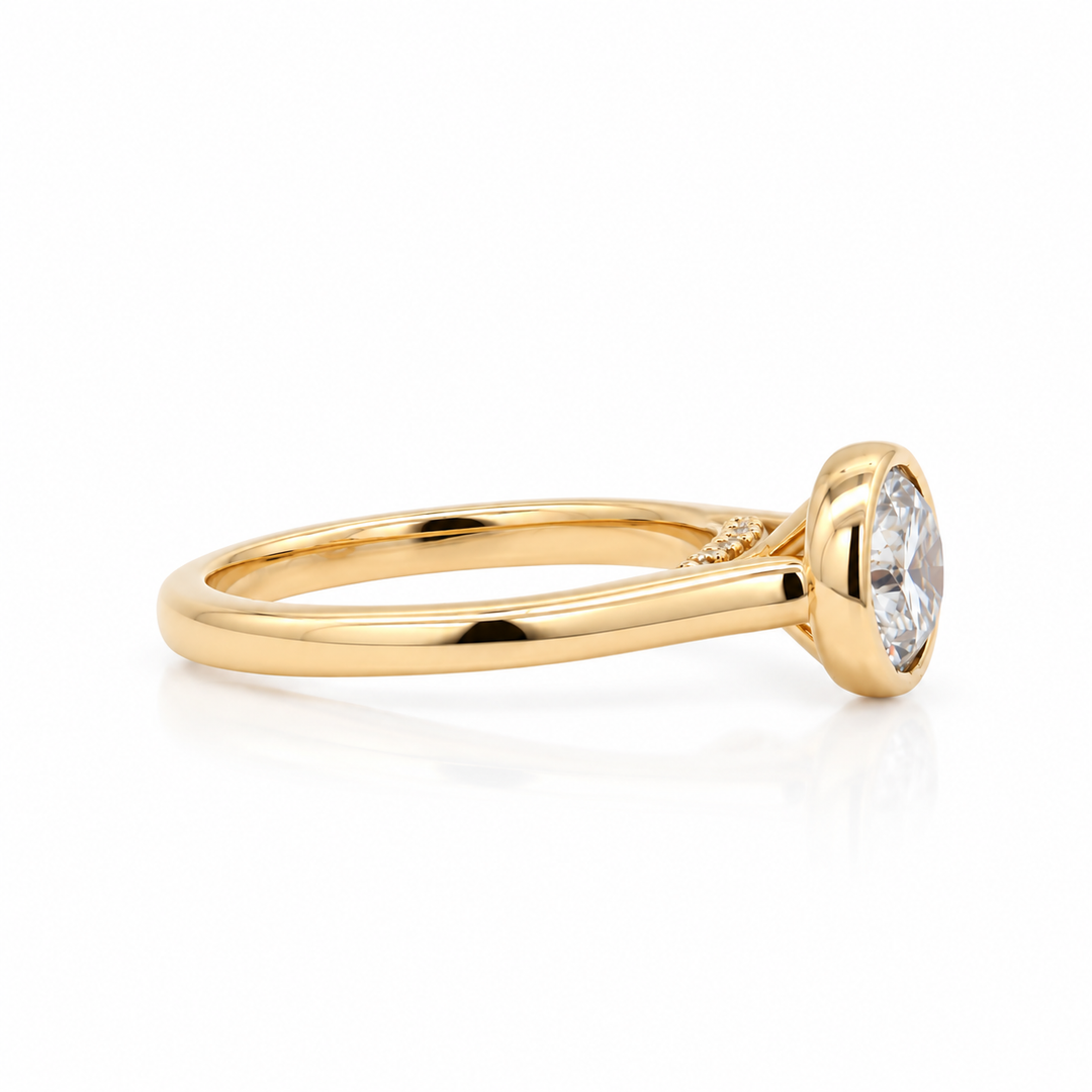 Women's 14K Yellow Gold 1.05 CTW LAB Grown Diamond Bezel Set Engagement Ring