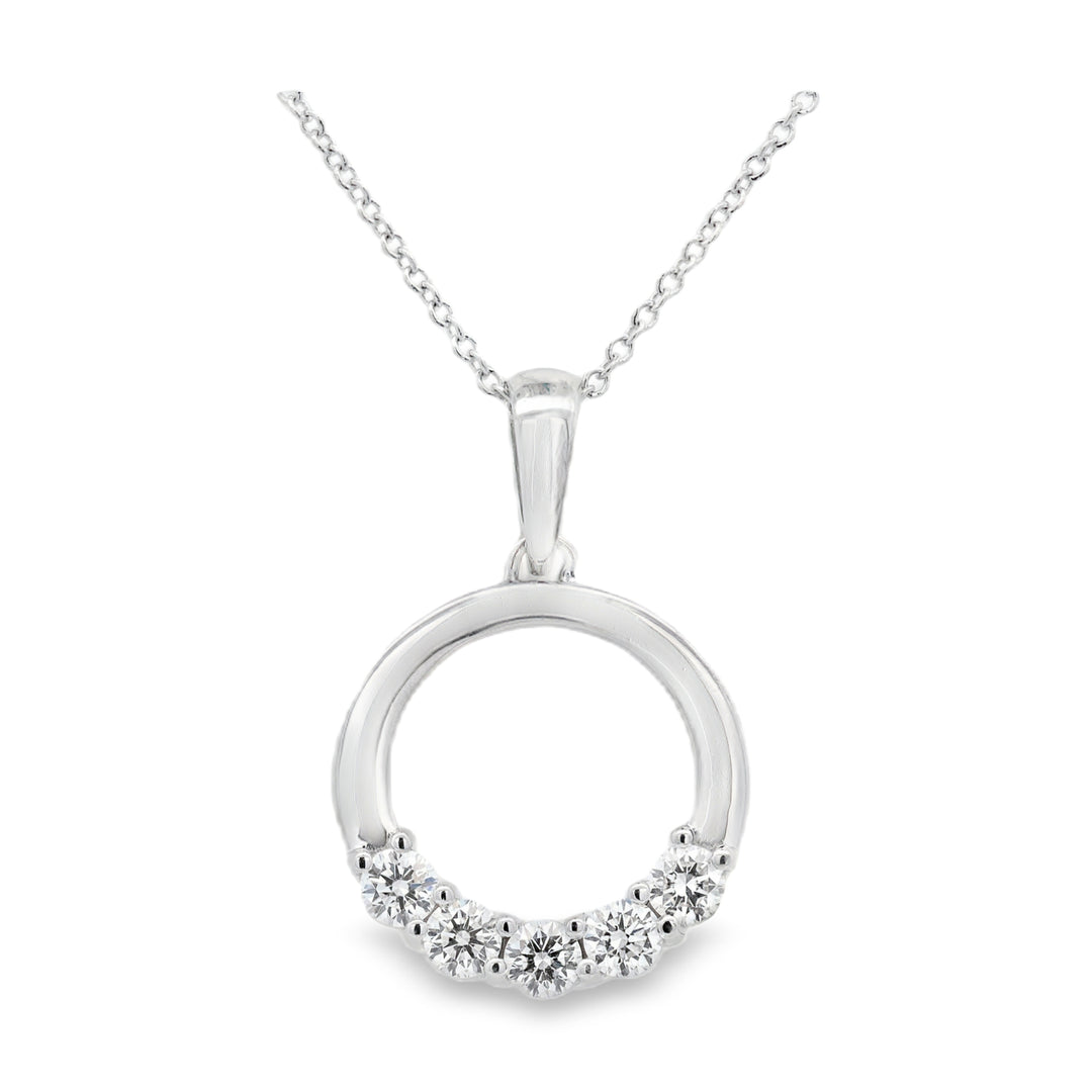 14K White Gold  0.52 CTW Diamond Circle 18" Necklace