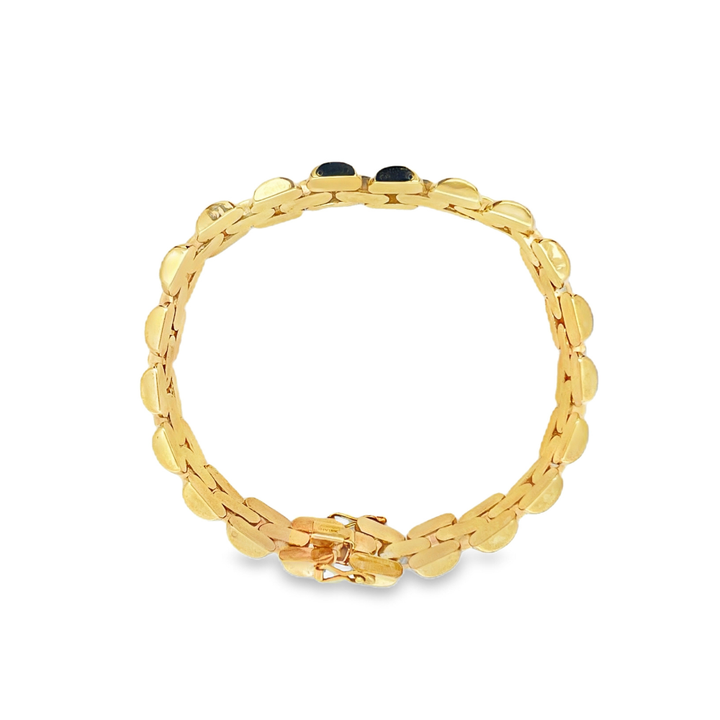 Estate - 10 Karat Yellow Gold Polished Wide Hollow Fancy Link 8" Bracelet