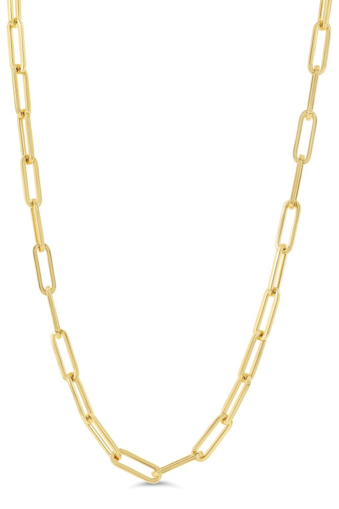 sempreORO Sterling Silver 14 Karat Gold Bonded Paperclip Link Chain