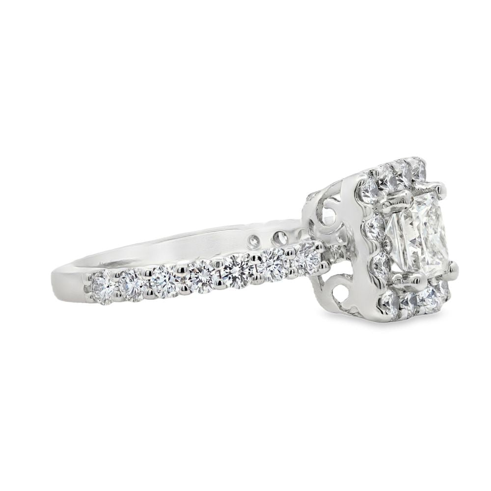 Estate - Platinum Halo 1.50 CTW Diamond Engagement Ring, Size 6.5