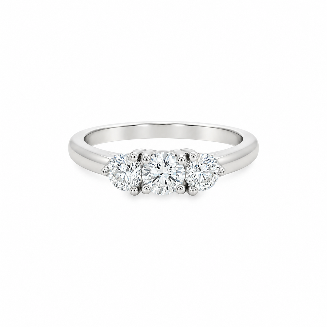 14K White Gold Three Stone 0.53 CTW Diamond Engagement Ring