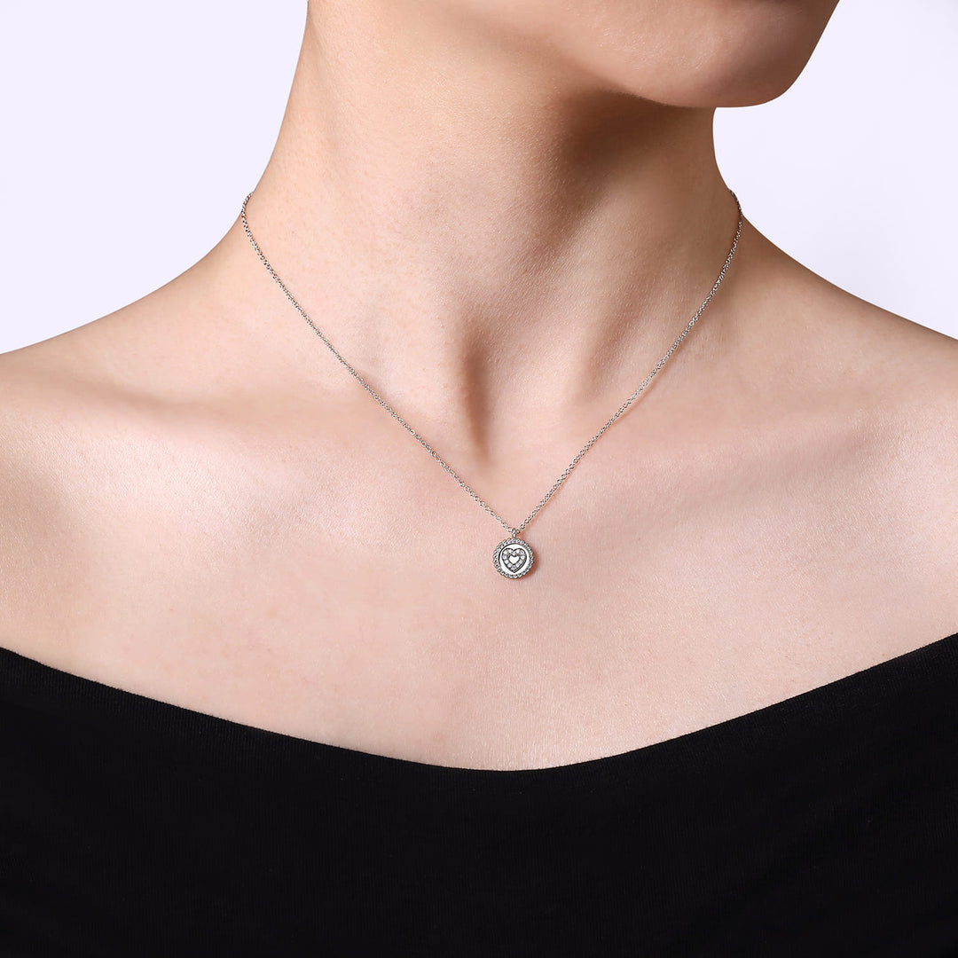 Sterling Silver Gabriel & Co. Bujukan Diamond Heart Necklace