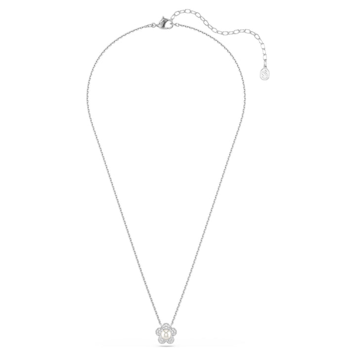 Swarovski Ariana Grande Rhodium Plated Flower Necklace With Clear Crystal And Crystal Pearl 5755817