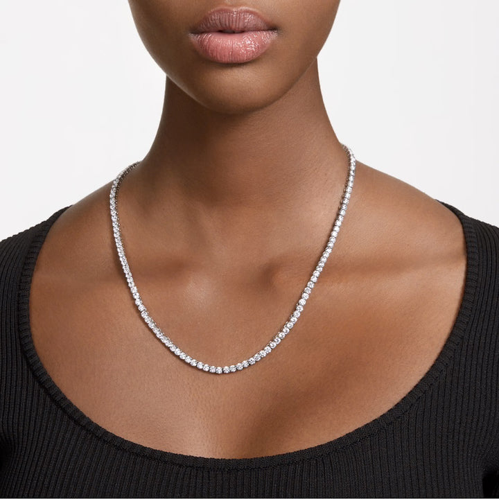Swarovski Matrix Rhodium Plated Necklace With Clear Zirconia's 5681796