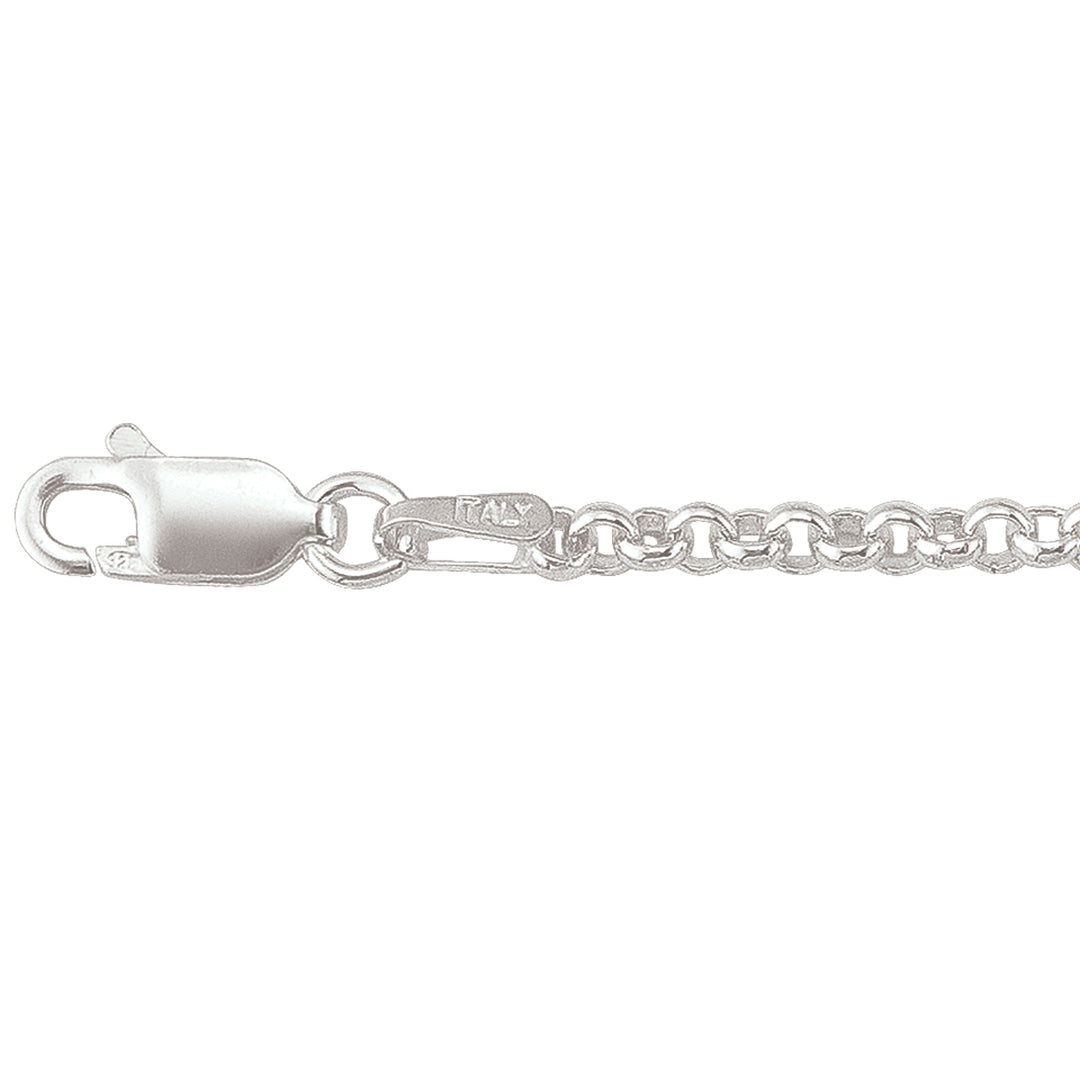 Sterling Silver Medium 2.5mm Rhodium Plated Rolo Link 20" Chain