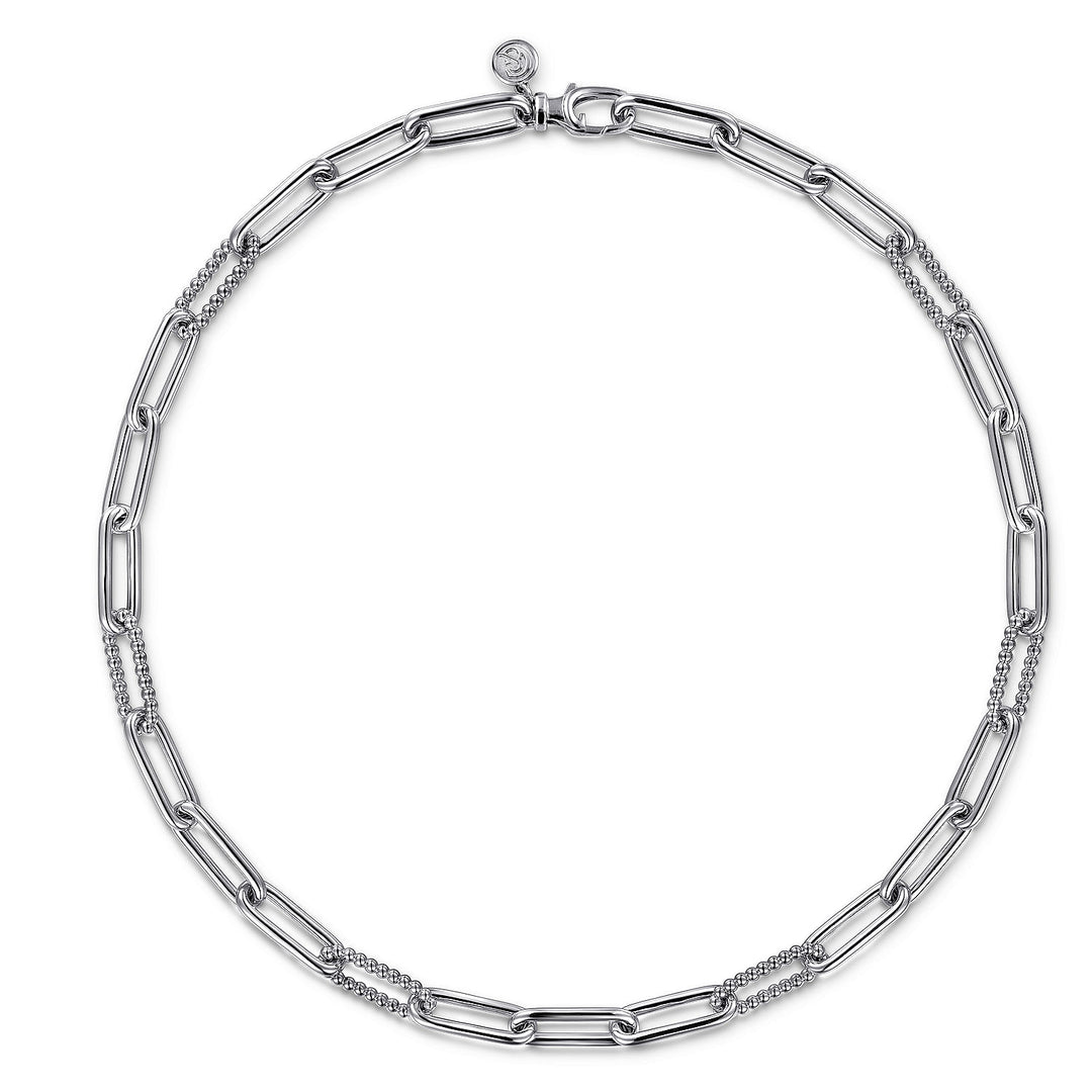 Gabriel & Co. Sterling Silver Large Fancy Paperclip Link 16" Necklace