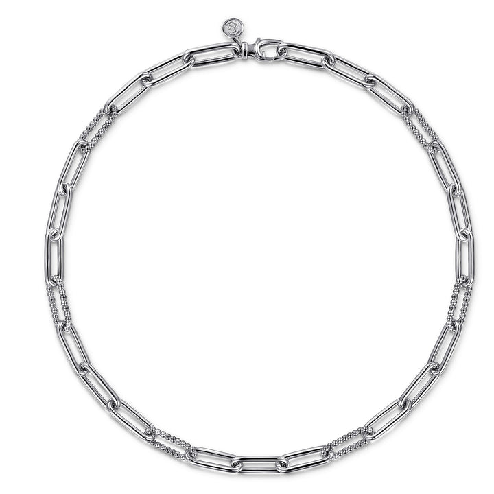 Gabriel & Co. Sterling Silver Large Fancy Paperclip Link 16" Necklace