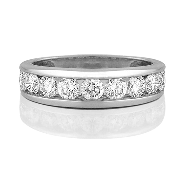 14K White Gold Channel Set 1.02 CTW Diamond Anniversary Band