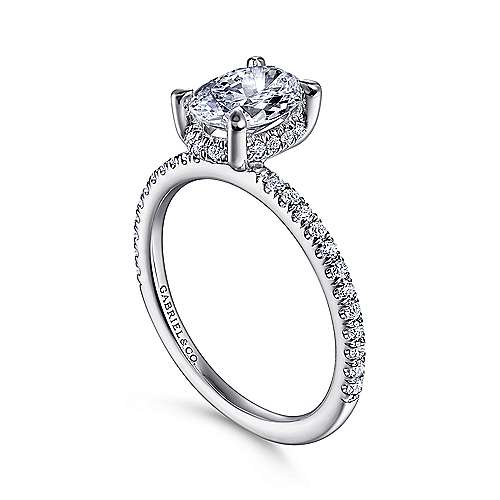 Women's 14K White Gold Hidden Halo 0.27 CTW Diamond Semi-Mount Engagment Ring