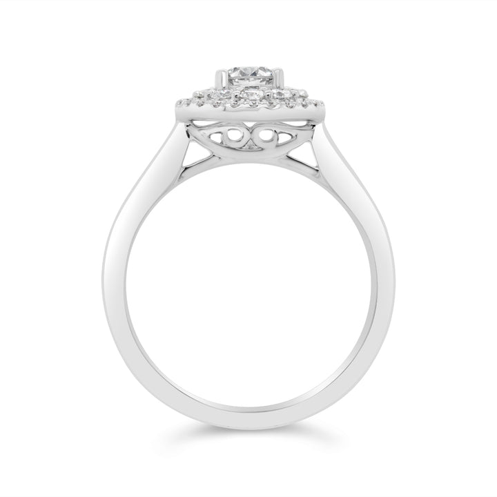 14K White Gold 0.33 CT Oval Halo Diamond Noam Carver Engagement Ring