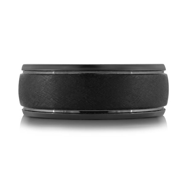 Men's Black Tantalum Comfort Fit 9mm Stepped Wedding Band Size 10