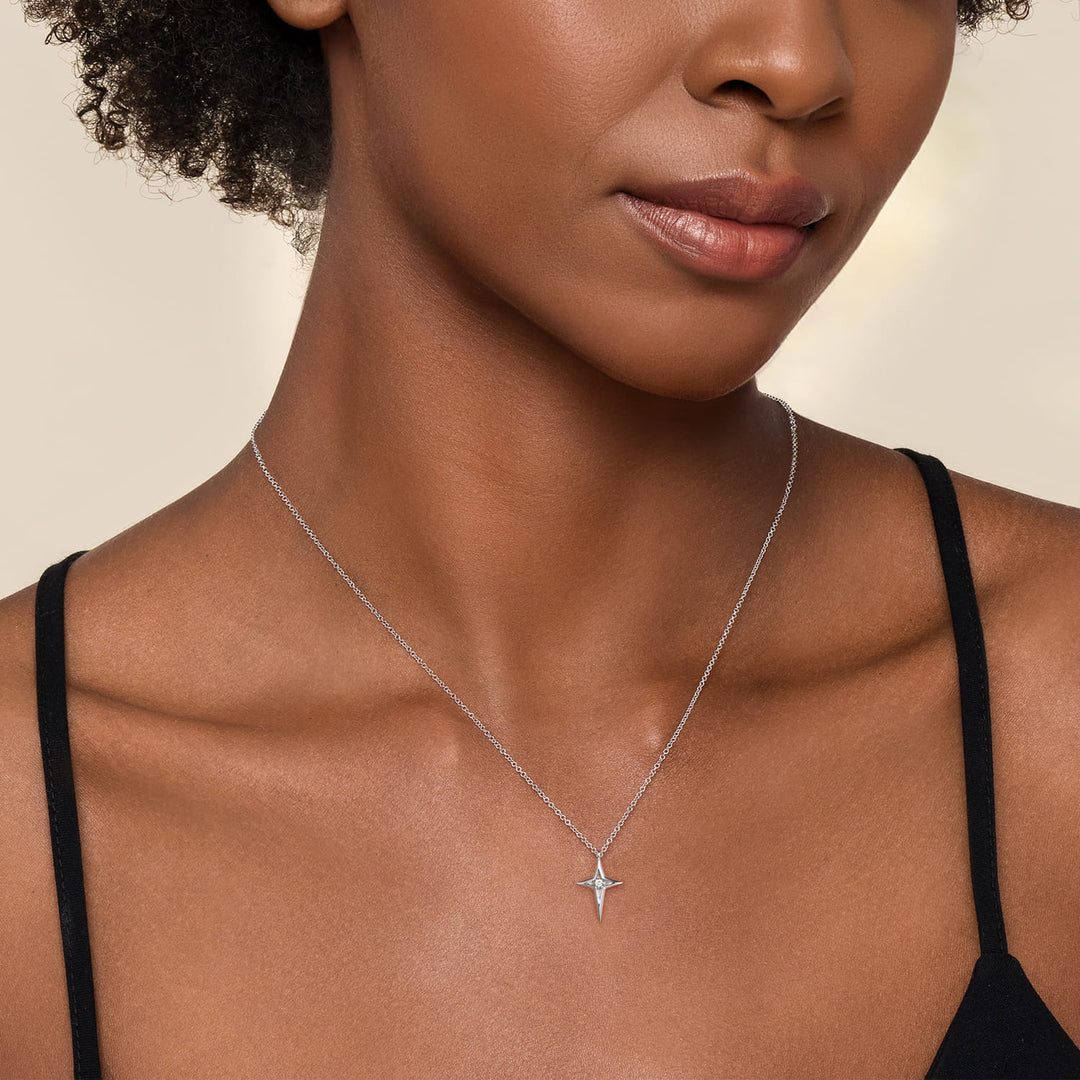 Sterling Silver Gabriel & Co Bujukan Diamond Cross Necklace