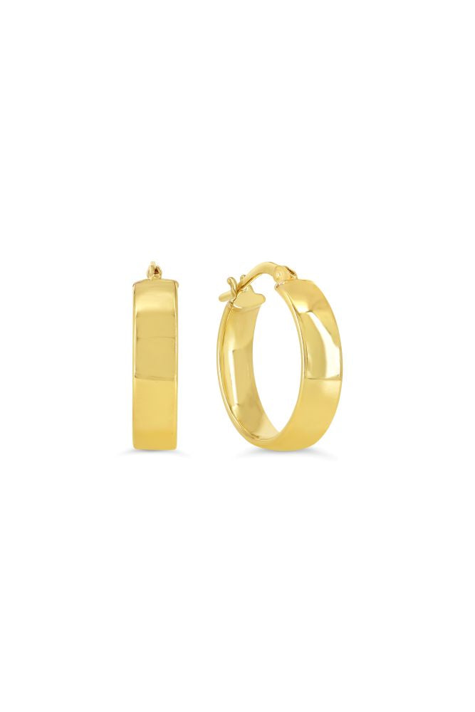 sempreORO Sterling Silver 14 Karat Gold Bonded Flat Hoop Earrings