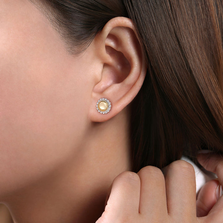Sterling Silver AND 14K Yellow Gold Gabriel & Co. Domed Stud Earrings