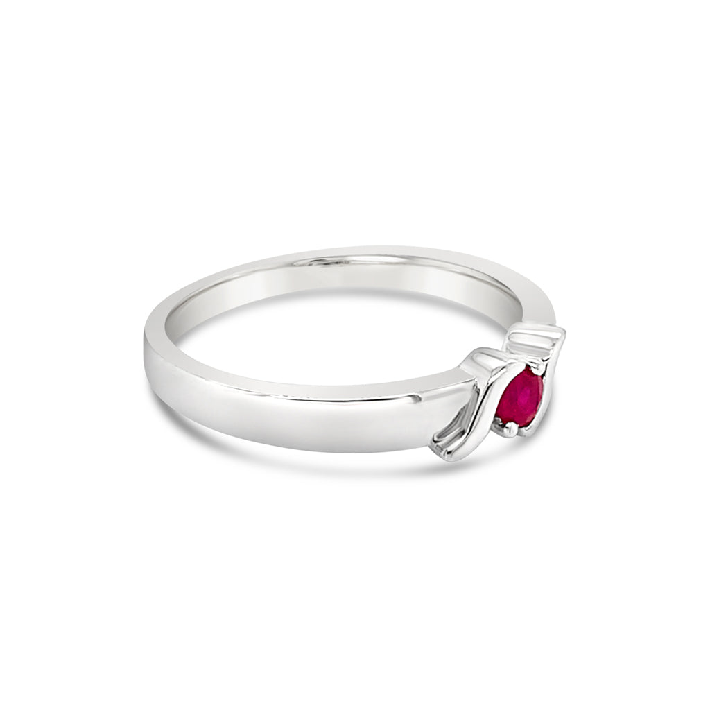 14K White Gold 0.15 CT Ruby Women's Ring