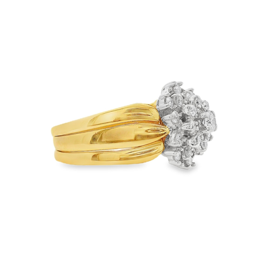 Estate - 14K Yellow And White Gold 0.59 CTW Diamond Ring, Size 9.5