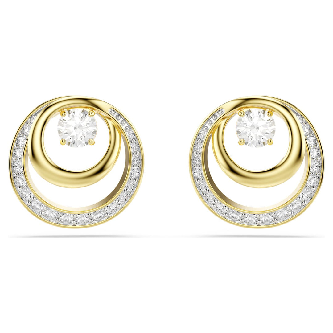 Swarovski Hyperbola Gold-Tone Plated Stud Earrings With Clear Crystals 5740407