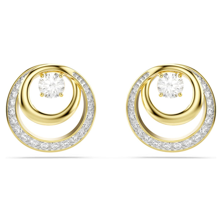 Swarovski Hyperbola Gold-Tone Plated Stud Earrings With Clear Crystals 5740407