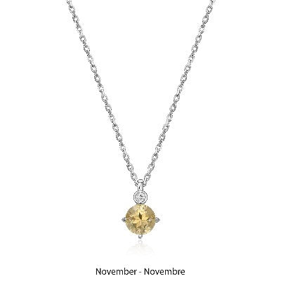 ELLE Sterling Silver November Birthstone Necklace With Genuine Citrine