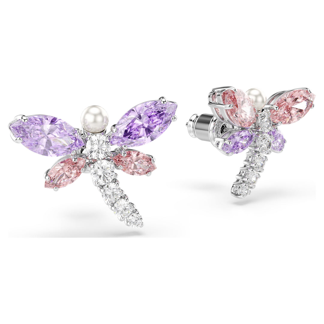 Swarovski Ariana Grande Rhodium Plated Stud Earrings With Multicoloured Zirconias And Crystal Pearls 5737371