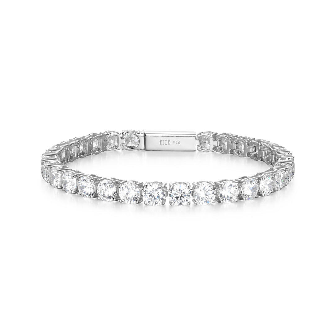 Elle Sterling Silver Rhodium Plated Tennis Bracelet With Cubic Zirconias