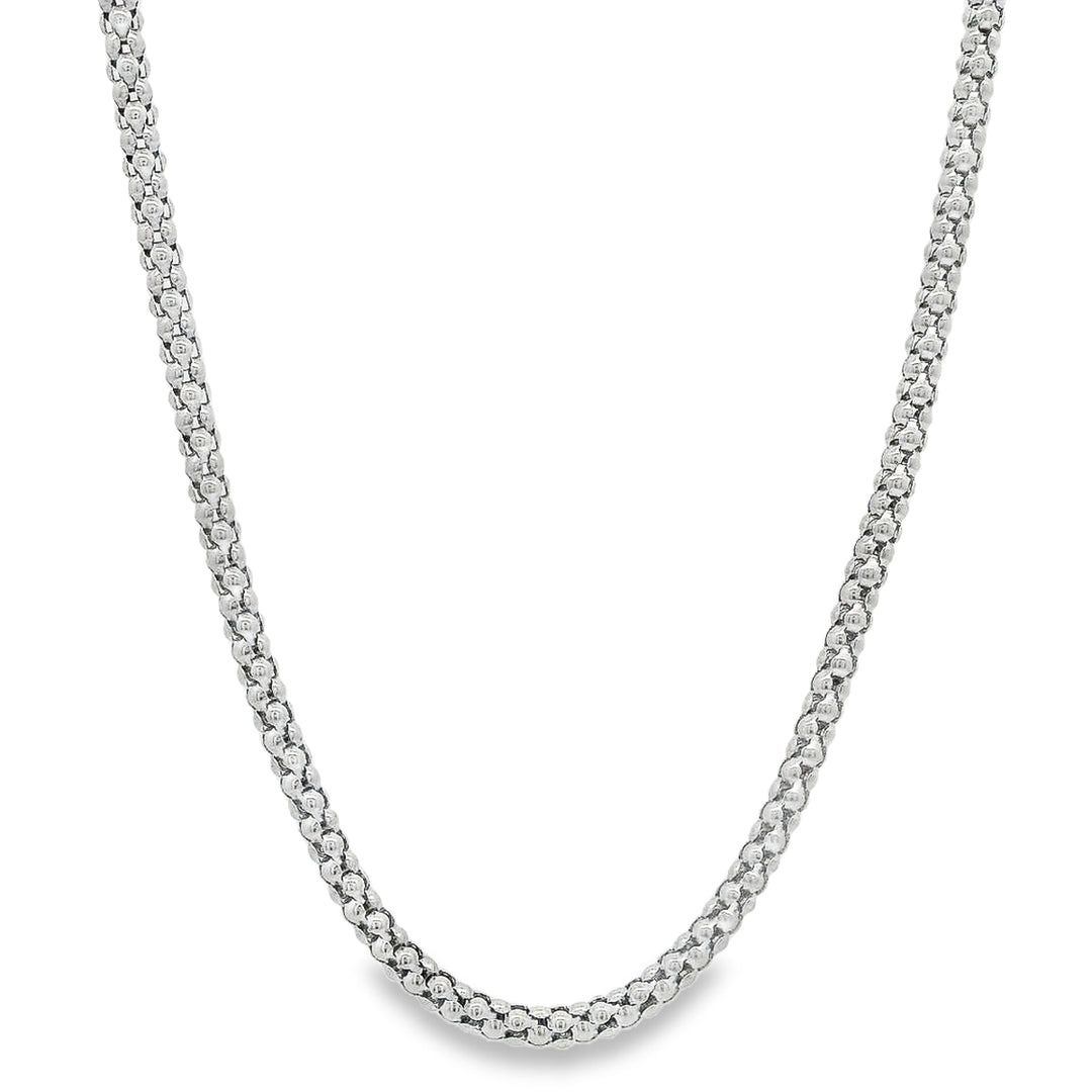 Estate - 14 Karat White Gold Polished Medium Popcorn Link 20" Chain