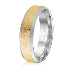 10K White And Yellow Gold Comfort Fit 6mm Beveled Edge Men's Wedding Band Size 10