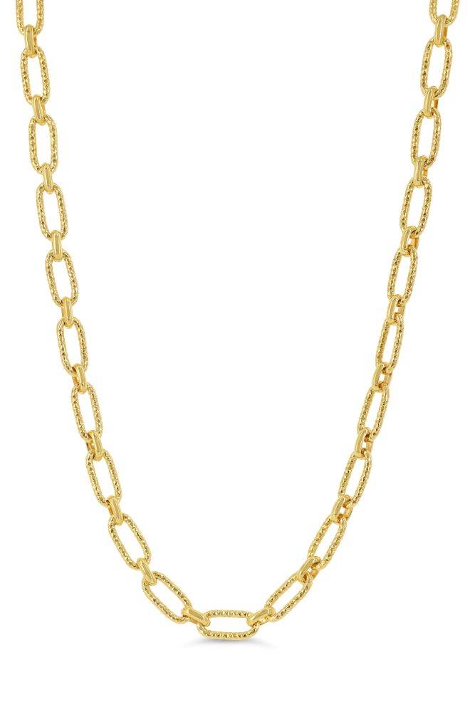 sempreORO Sterling Silver 14 Karat Gold Bonded Oval Paperclip Link Chain