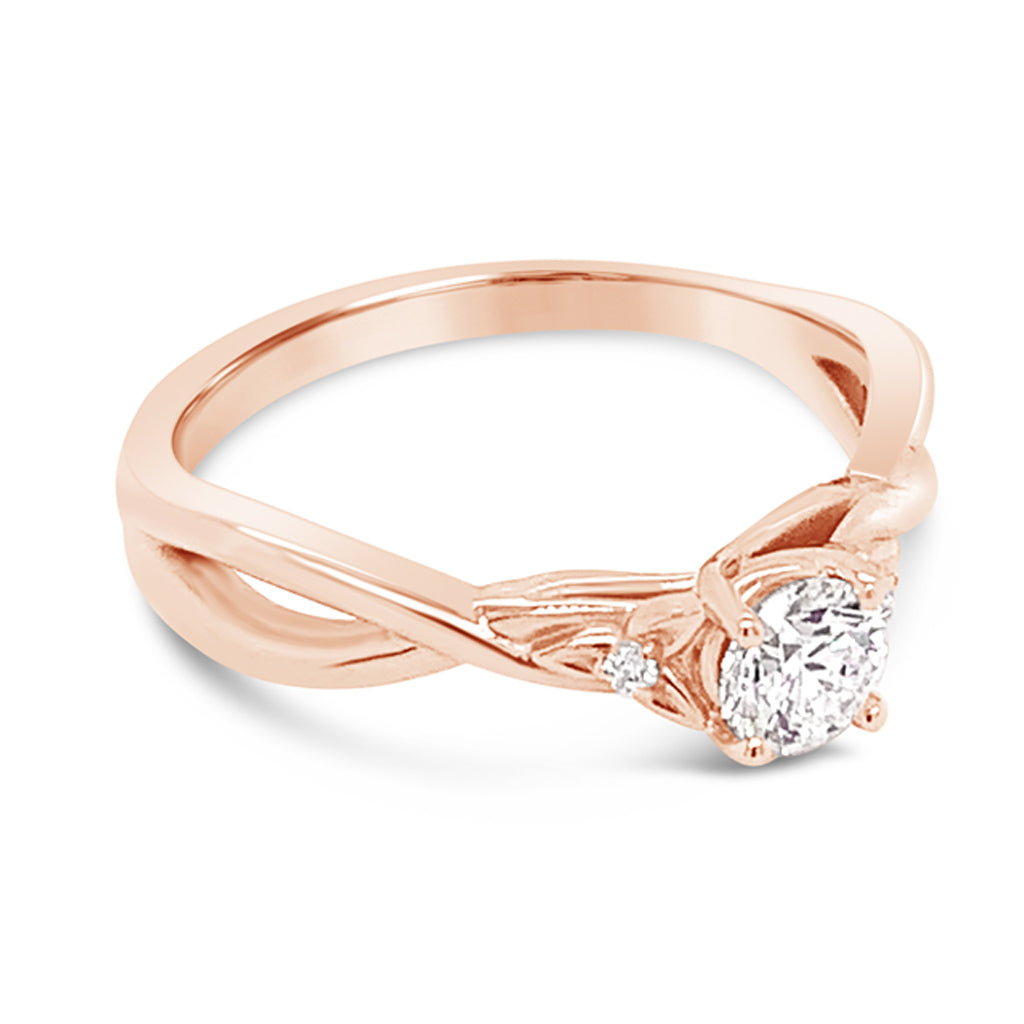 14K Rose Gold 0.34 CT Round Brilliant Cut Diamond Engagement Ring