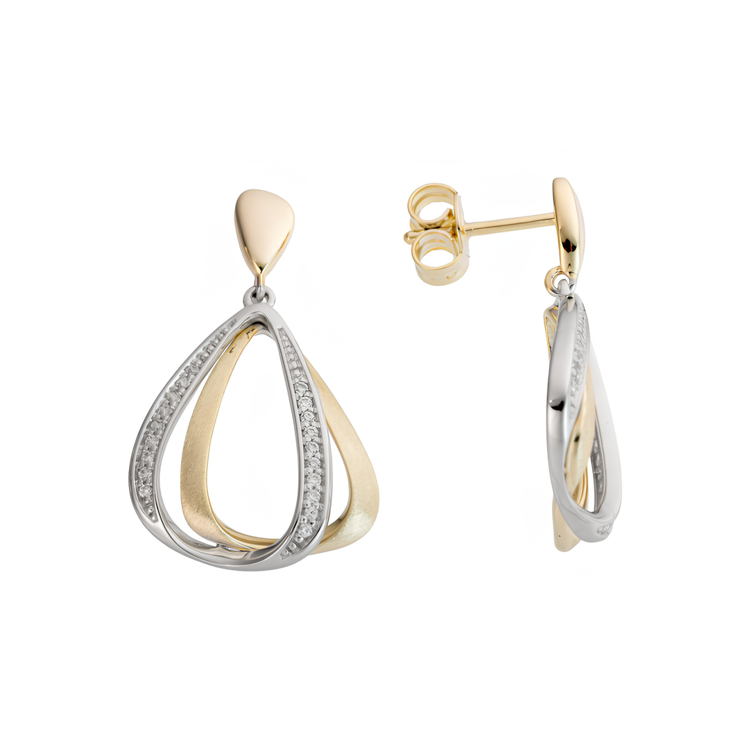 14K Yellow And White Gold 0.14 CTW Diamond Drop Earrings