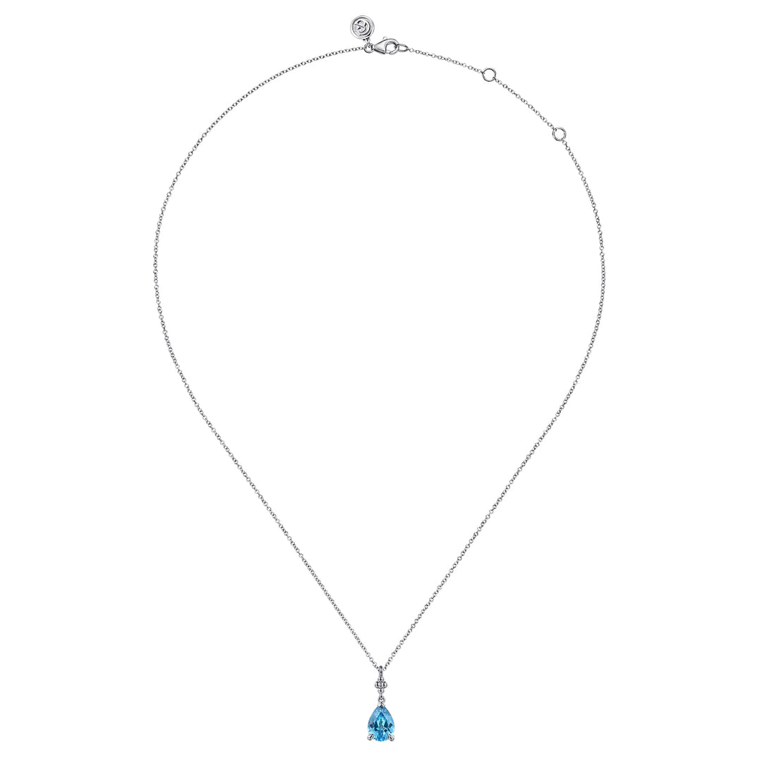 Sterling Silver  Gabriel & Co Blue Topaz Bujukan Necklace