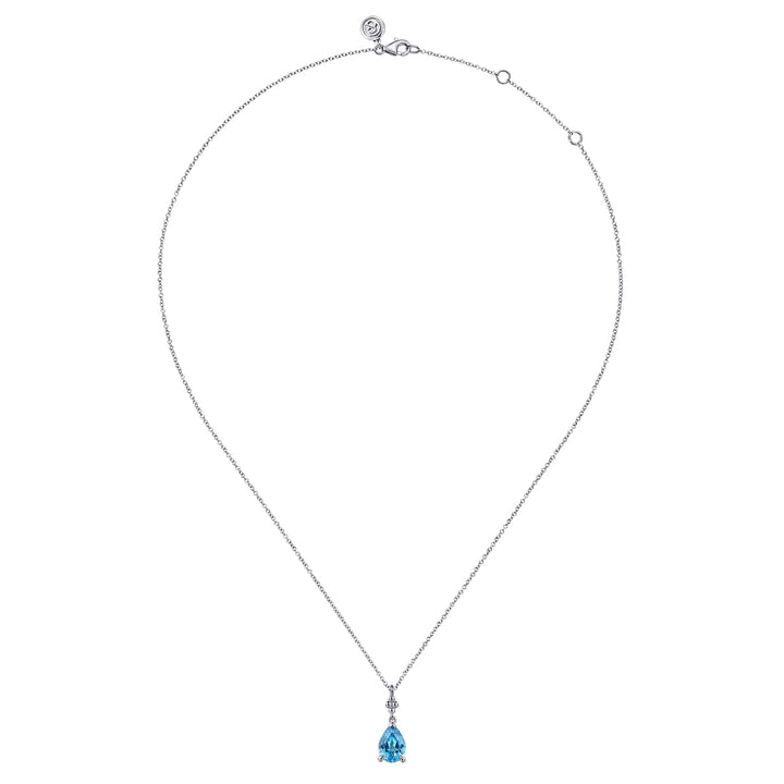 Sterling Silver  Gabriel & Co Blue Topaz Bujukan Necklace