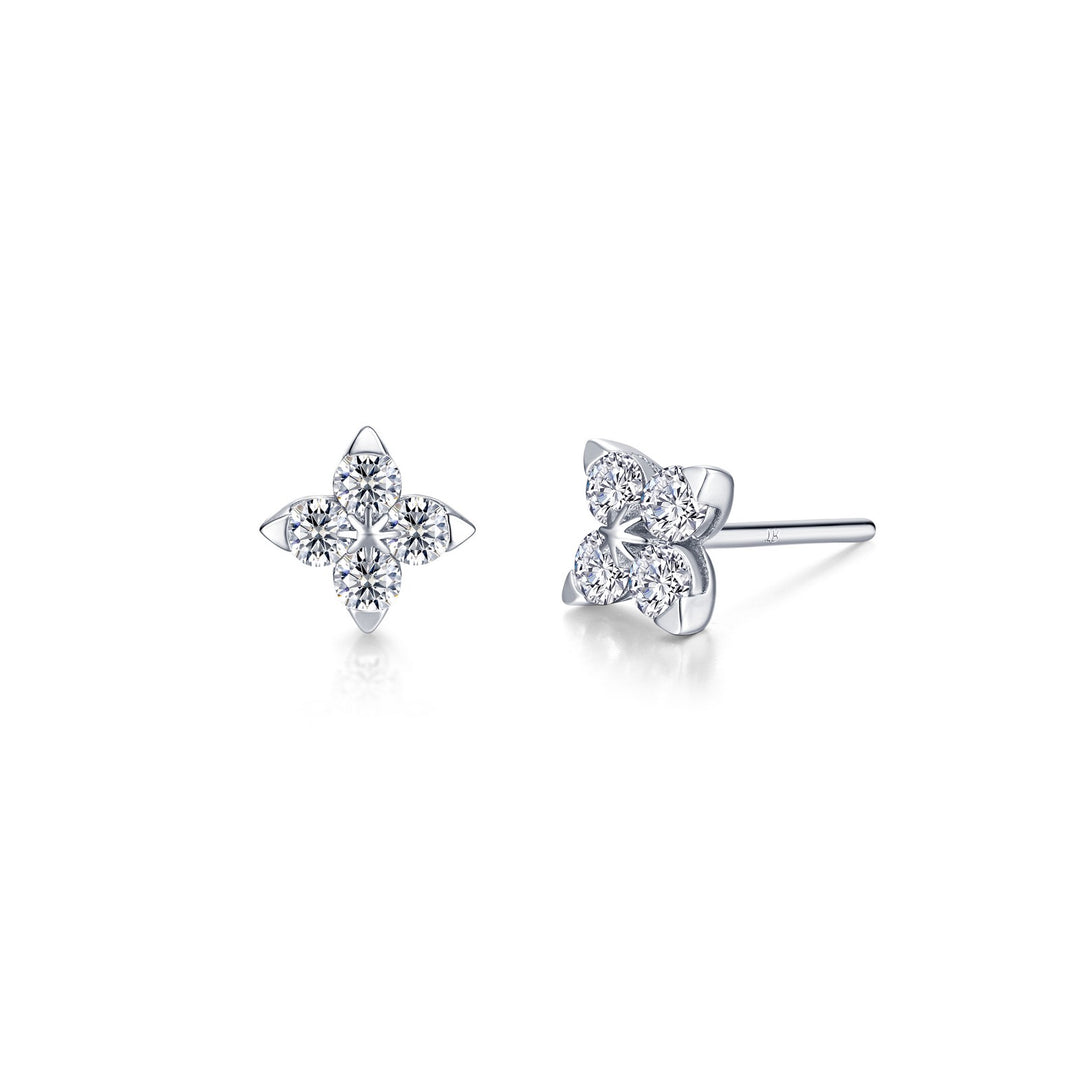 Lafonn Sterling Silver Trillium Superbloom Stud Earrings Set With Clear Cubic Zirconias
