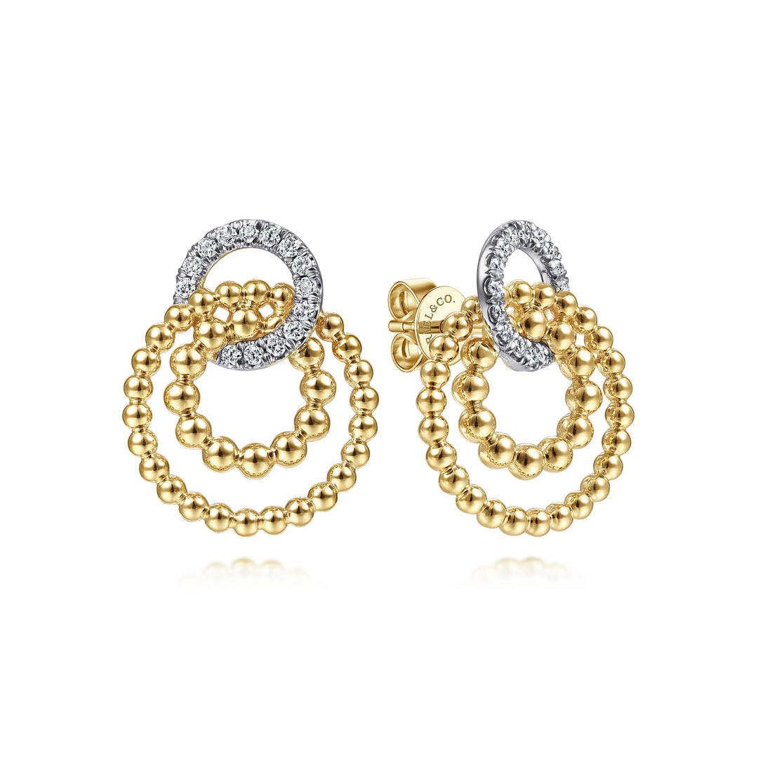 14K Yellow And White Gold 0.31 CTW Diamond Circular Stud Earrings