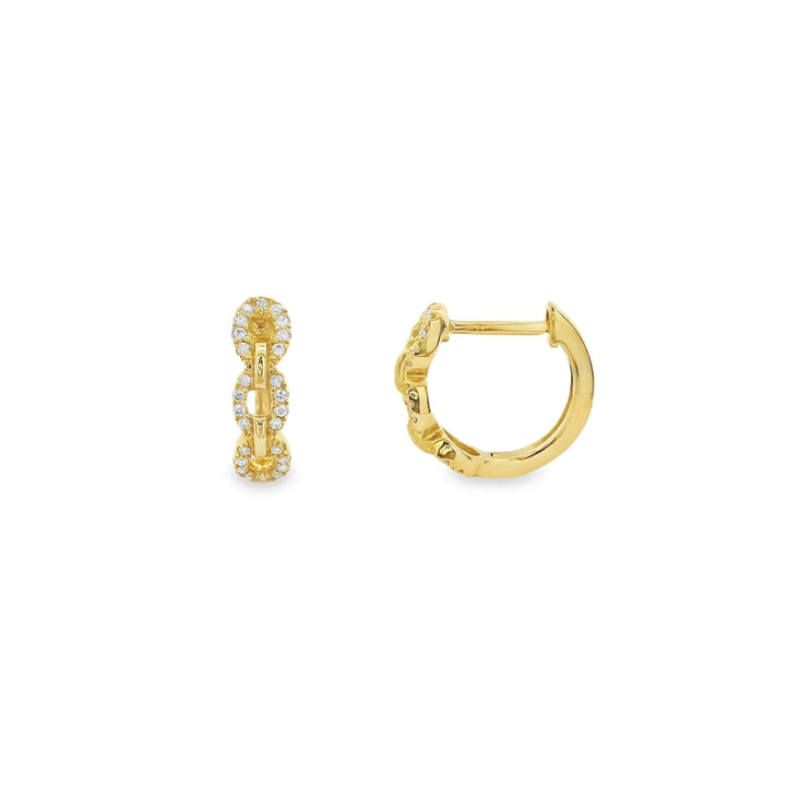 14K Yellow Gold 0.12 CTW Diamond Huggie Earrings