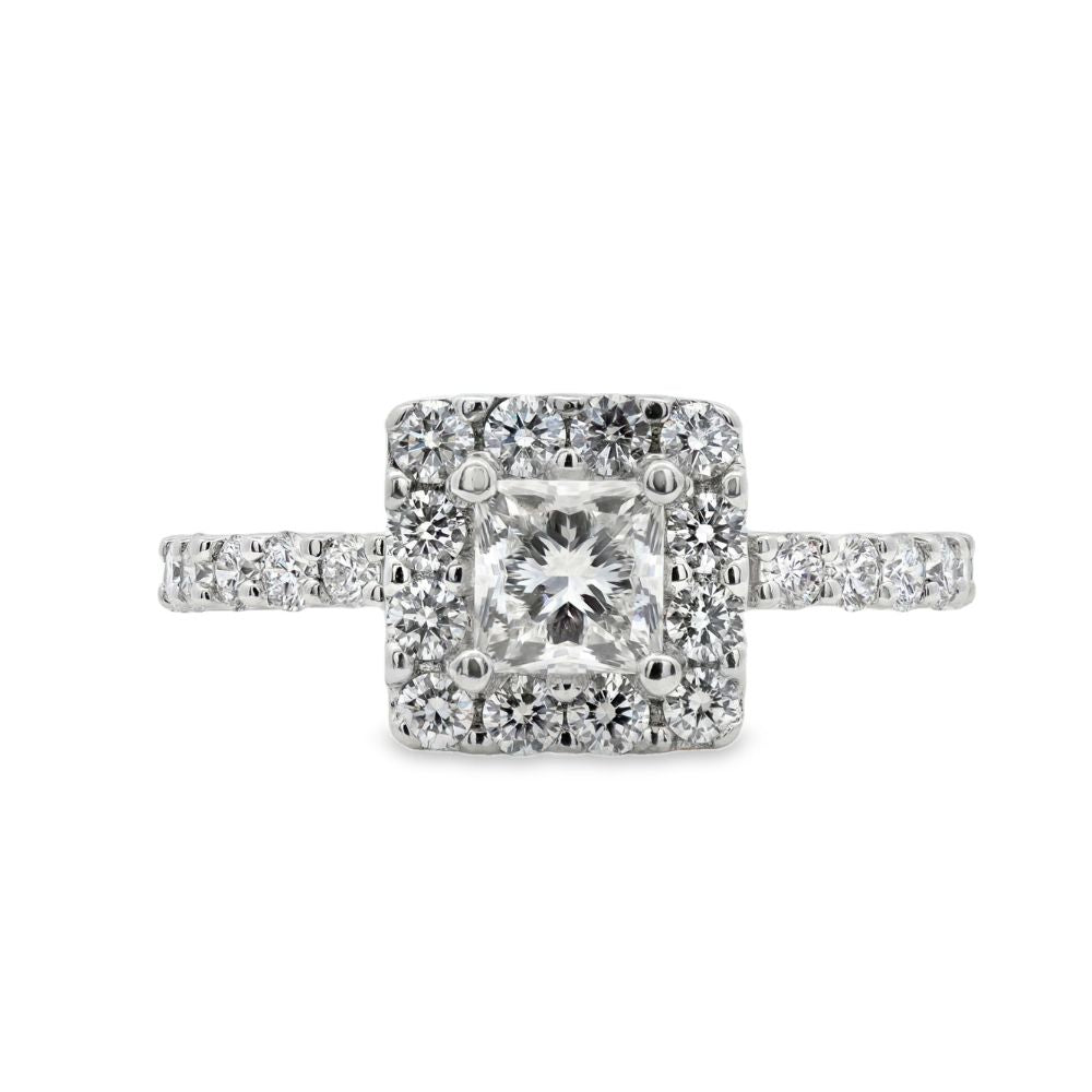 Estate - Platinum Halo 1.50 CTW Diamond Engagement Ring, Size 6.5