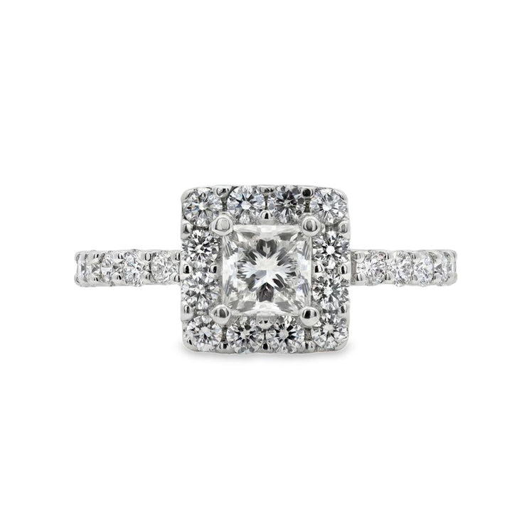 Estate - Platinum Halo 1.50 CTW Diamond Engagement Ring, Size 6.5