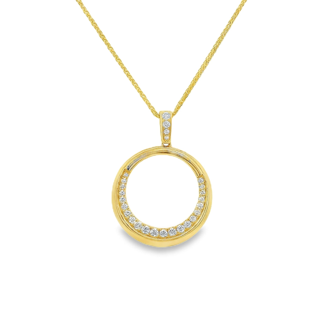 14K Yellow Gold 0.28 CTW Diamond Circle Pendant