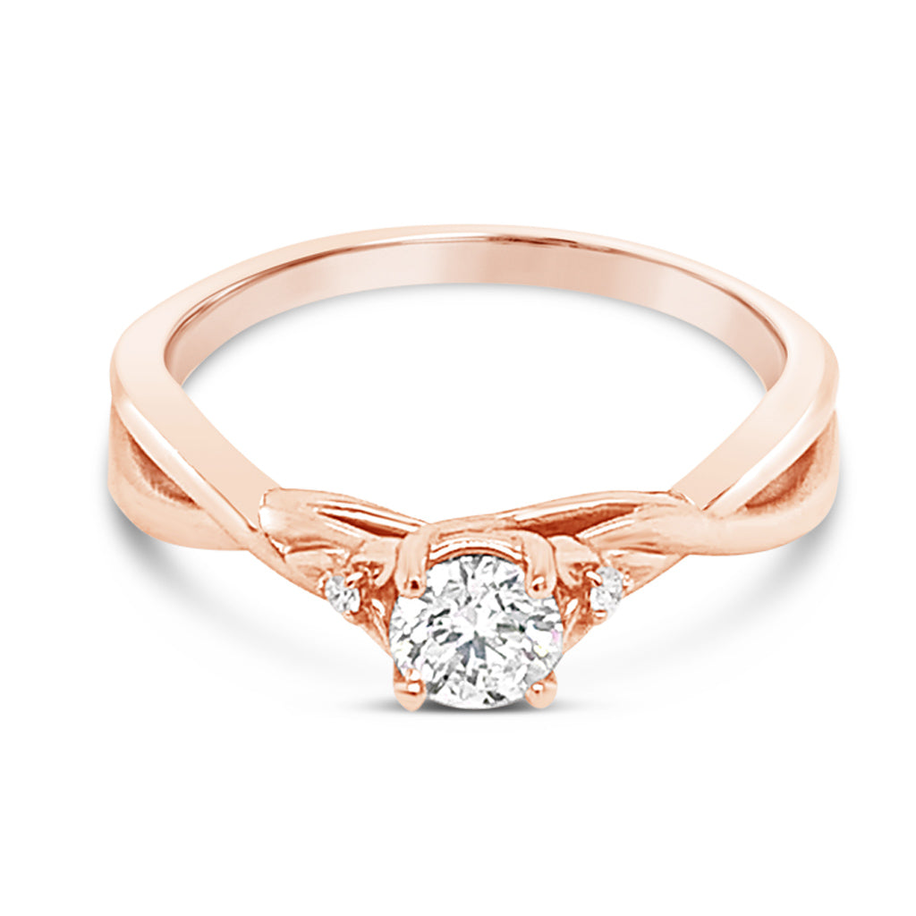 14K Rose Gold 0.34 CT Round Brilliant Cut Diamond Engagement Ring