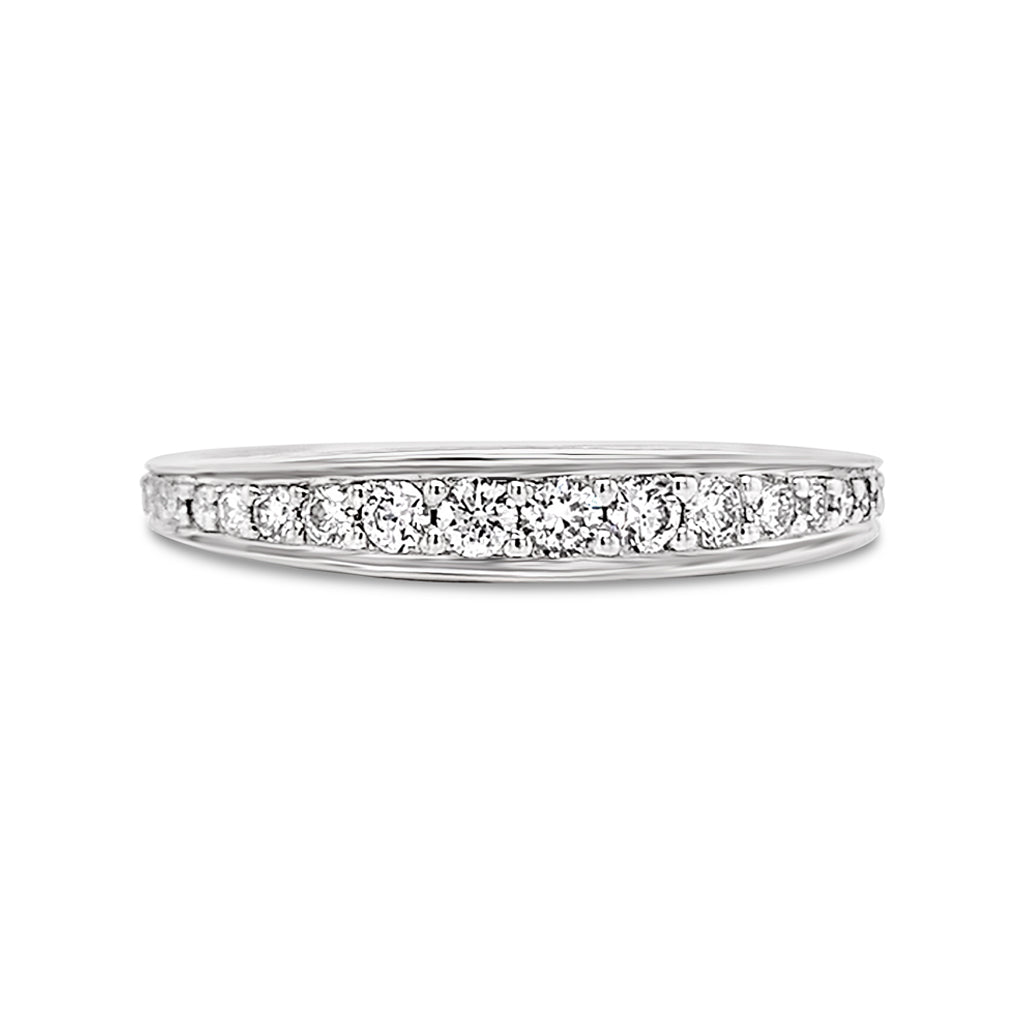 14K White Gold Women's 0.39 CT Total Weight Diamond Wedding Band