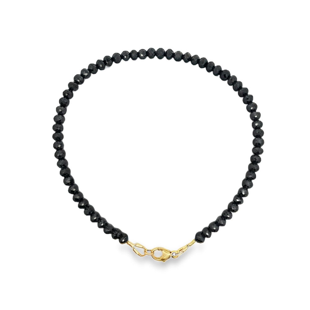 14K Yellow Gold 30.00 CTW Black Diamond Bead 8.25" Bracelet