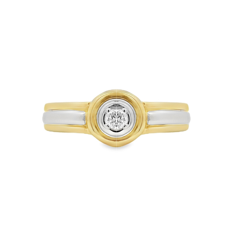 Estate - 14 Karat Yellow And White Gold 0.07 CTW Diamond Ring, Size 5.5