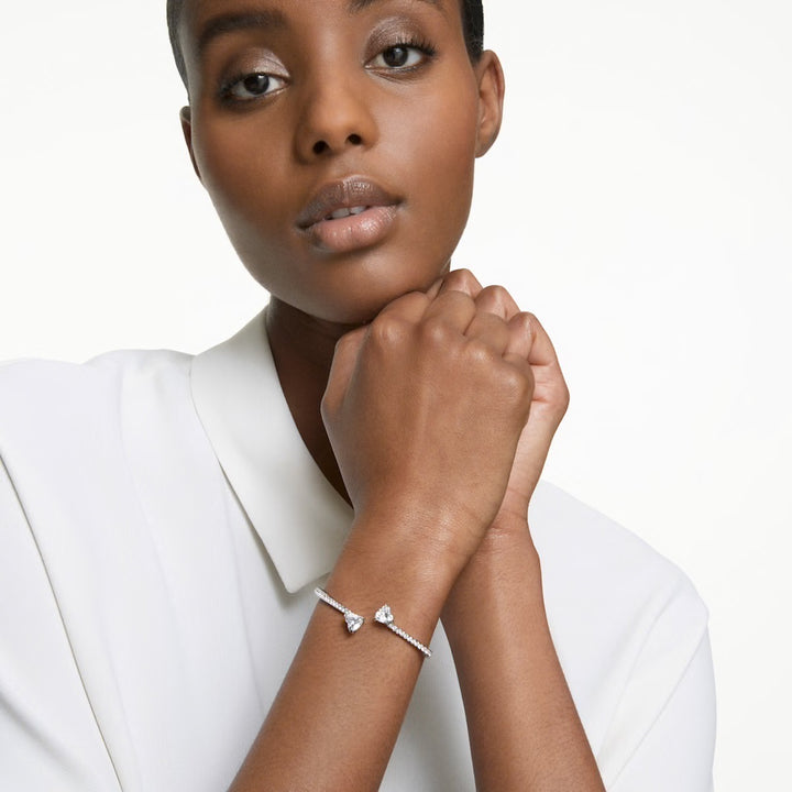 Swarovski Mesmera Attract Rhodium Plated Bangle With Clear Zirconia's 5518814