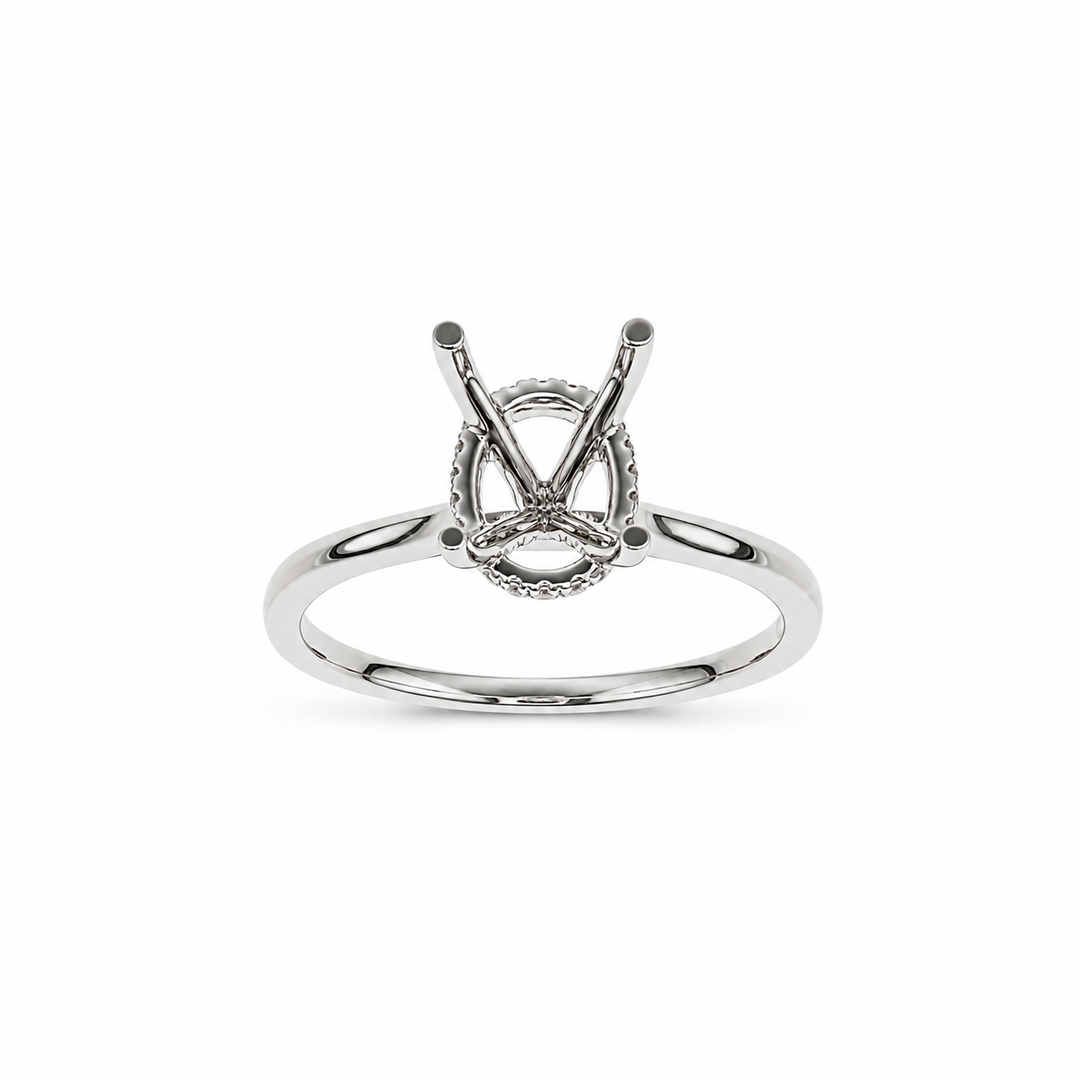 18K White Gold Hidden Halo 0.09 CTW Diamond Semi-Mount Engagement Ring